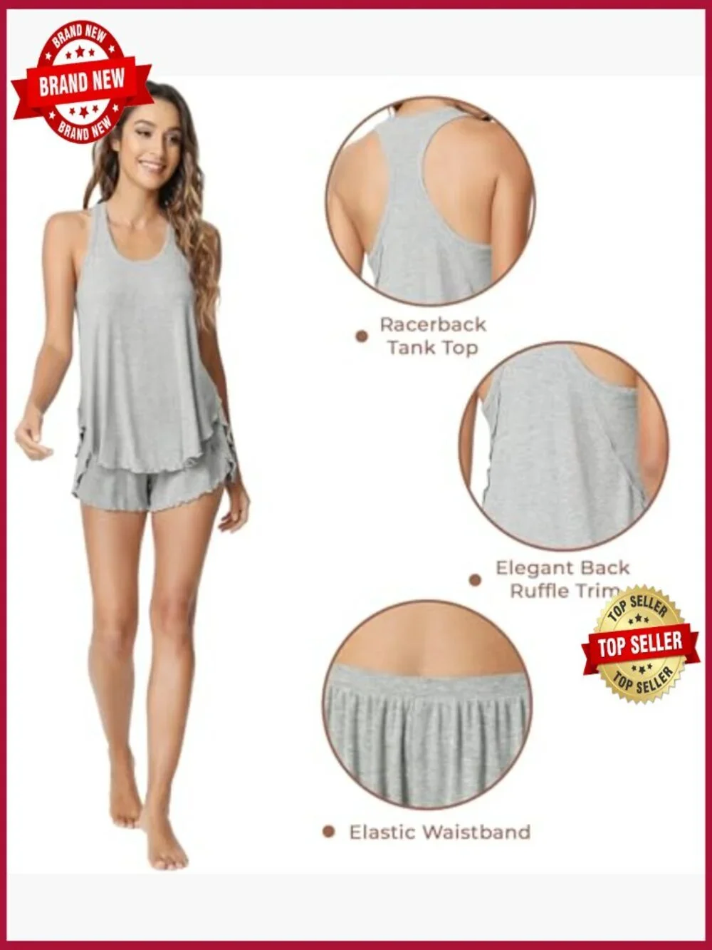 Women's Racerback Tank and Shorts Pajama Set - Cooling Sleepwear